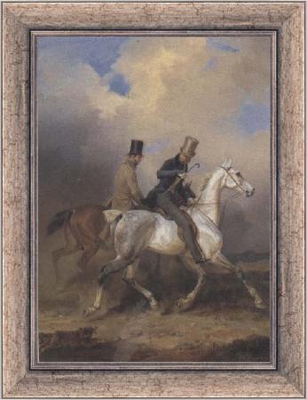 framed  Franz Kruger Outing of Prince William of Prussia on Horse Back,Accompanied by the Artist (mk45), Ta3071-1